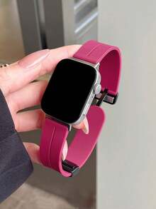 1pc Men's Women's Sports Breathable Silicone Magnetic Watch Band, Compatible With Huawei Smart Watch/Band Fit 1/Fit 2/Fit 3/Fit 4/4Pro/Fit 5 Wristband - Burgundy - View 6