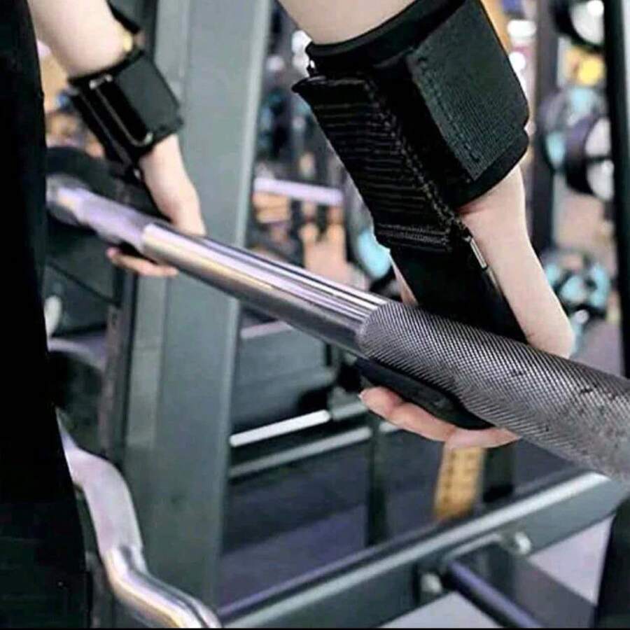 Weightlifting Gloves, Pull-Up Wrist Wraps, Gymnastics Hooks, Strength Training Equipment, Non-Chafing Lifting Hooks - Black - View 1