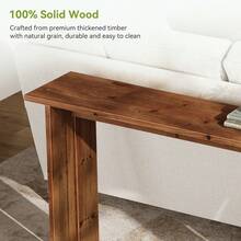 63" Farmhouse Console Table, Rustic Solid Wood Entryway Table With Sturdy Rectangular Base, Narrow Sofa Table Behind Couch For Living Room, Hallway, Foyer & Small Spaces, Brown - Nâu mộc mạc - Xem 5