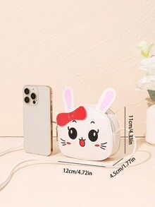 1pc Girls' Mini Cute Sweet Crossbody Bag, Girls' Cute Rabbit & Cherry Print Casual Small Bag, Girls' Small Coin Purse, Change Purse, Snack Bag, Travel Daily Use Crossbody Bag Handbag - Multicolor 1 - View 2