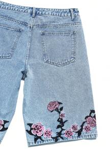 Quần short denim nam thêu họa tiết phong cách đường phố - Rửa nhẹ - Xem 8