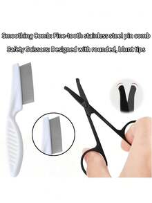 Stainless Steel Round-Tip Pet Grooming Scissors, Suitable For Dogs & Cats, Easy To Clean And Remove Tear Stains, Available In Silver And Black - Designed Specifically For Pets - Multicolor - View 9
