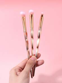 3件套金色化妆刷套装，包含眼影刷、长柄多功能塑料刷、眼线刷、斜角眼线刷，专业化妆刷，家用/户外男女通用 - 金色 - 查看 6