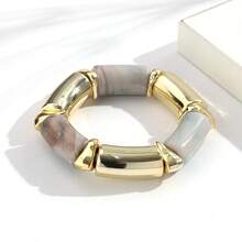 1 chiếc vòng tay co giãn dạng ống cong bằng acrylic thời trang phong cách Bohemian, phù hợp cho nữ giới đeo hàng ngày và trong các dịp lễ hội, quà tặng trang sức. - hình học - Xem 11