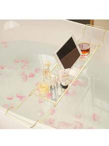 1个可调节金属浴缸托盘 - 可伸缩金属浴室收纳架 - A - 查看 10