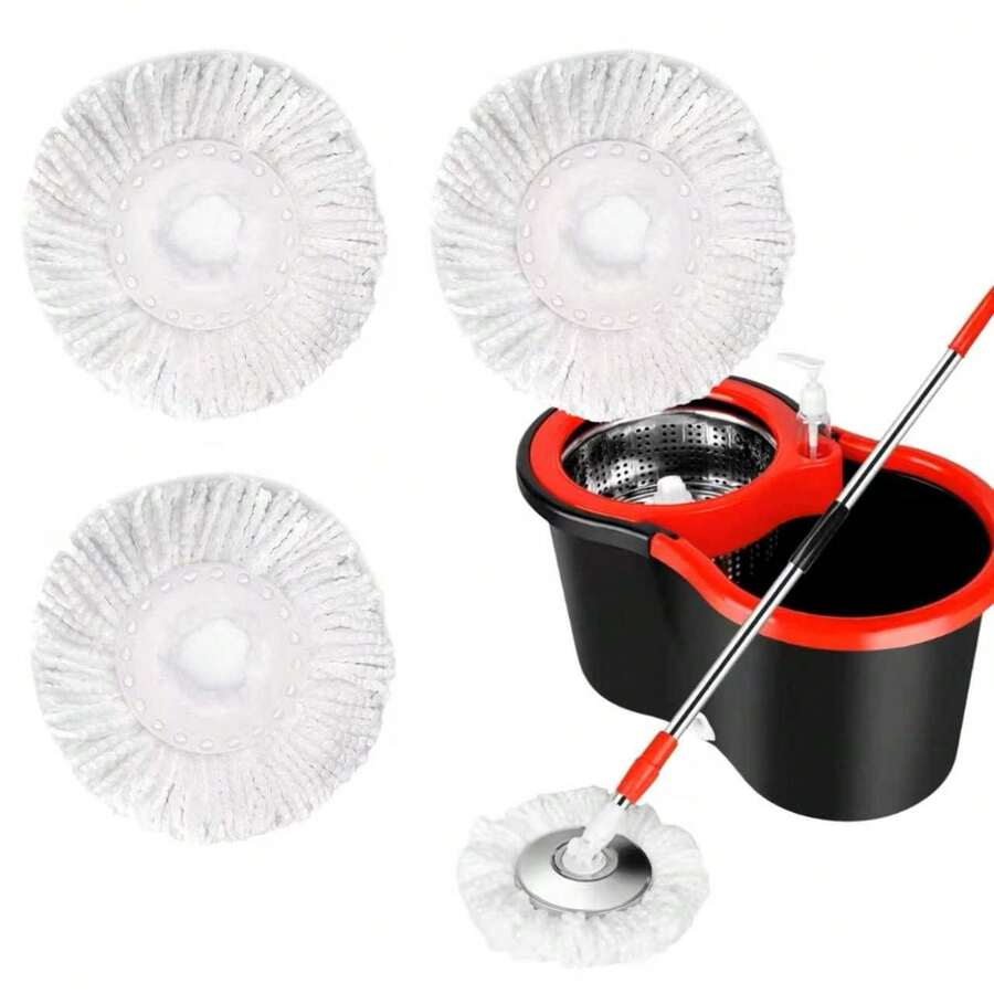 3 Pack Mop Head Replacement Spin Mop Replacement Head Microfiber Spin Mop Refills Easy Cleaning Round Shape Standard Size - 3pcs - 查看 1