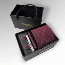 DOZE GOLDEN Premium Quality Traditional Tie Set For Events And Weddings. - 2 Marsala - Ver 1
