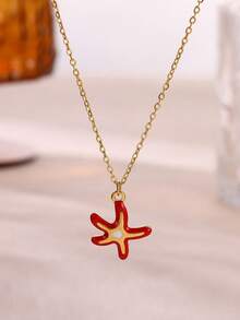 1 Mặt dây chuyền hình sao biển tráng men tinh tế dành cho nữ, dây chuyền thép không gỉ mạ vàng 18K, trang sức đi biển mùa hè để đeo hàng ngày, phụ kiện thời trang mùa hè Y2K dễ thương cho các cô gái trẻ, quà tặng dự tiệc ngày lễ. - sao biển - Xem 7