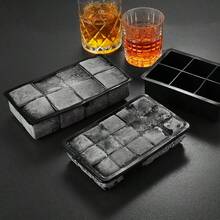 1 khay làm đá bằng silicon có nắp, khuôn đá hình vuông lớn, khay làm đá cho quầy bar rượu whisky và cocktail, máy làm đá tại nhà, khuôn làm đá gia đình - Nhiều màu - Xem 2