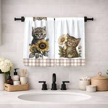 2/4/6pcs Set, Dish Towels, Cute Cat Print Soft Microfiber Absorbent Cloths, Modern Kitchen Towels, Cooking & Baking Tea Towels, Dish Cloths, Cleaning Rags, Hand Towels, Highly Absorbent, Kitchen Decor, Gifts For Neighbors, Mothers, Birthdays, Housewarming For Friends, Kitchen Essentials, Daily Necessities - Multicolor - View 3