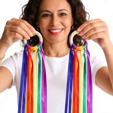 A Colorful Ribbon Wreath Made From Durable, All-Weather Fabric-Perfect For Various Occasions, Party Decorations, Festive Accents, And Christmas Styling. - Multicolor - View 9