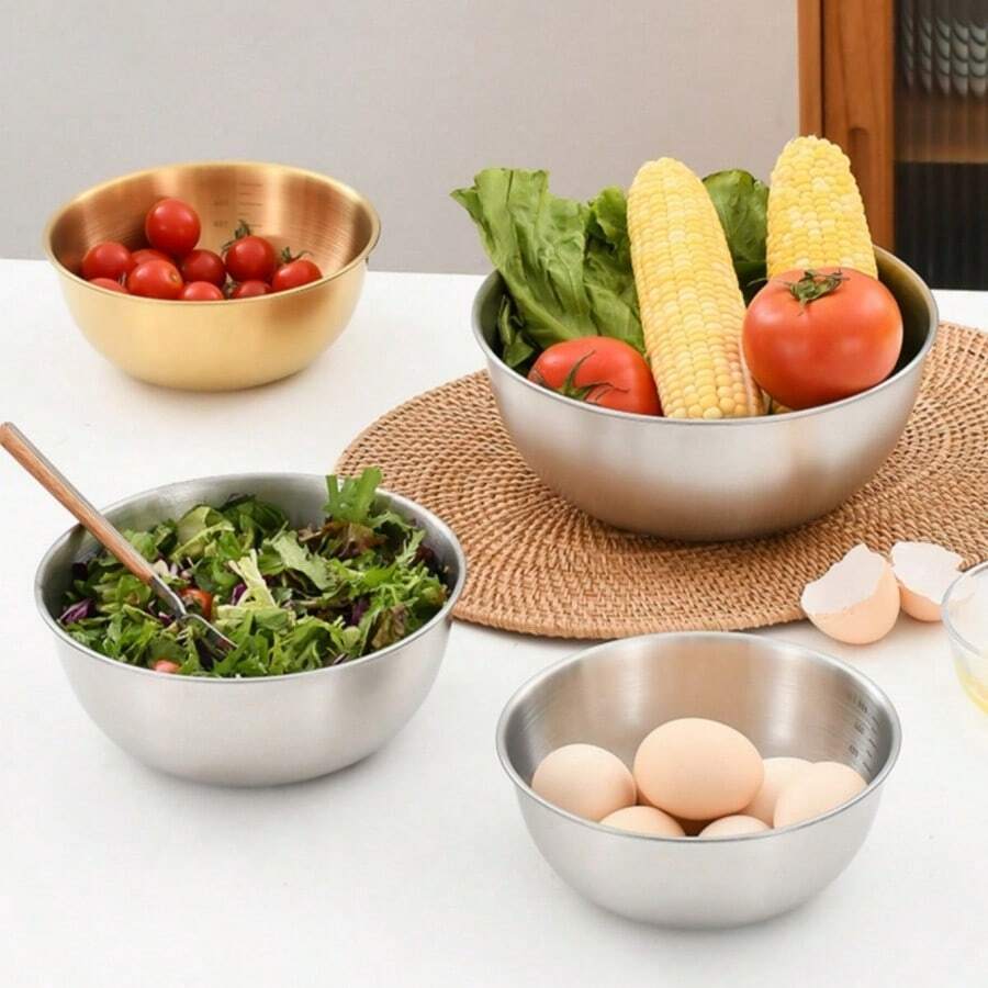 Bát trộn salad bằng thép không gỉ - Bền chắc và không chứa chì, tiện dụng để trộn, nướng và chuẩn bị thức ăn - Dụng cụ nhà bếp thiết yếu - bát trộn - Xem 1