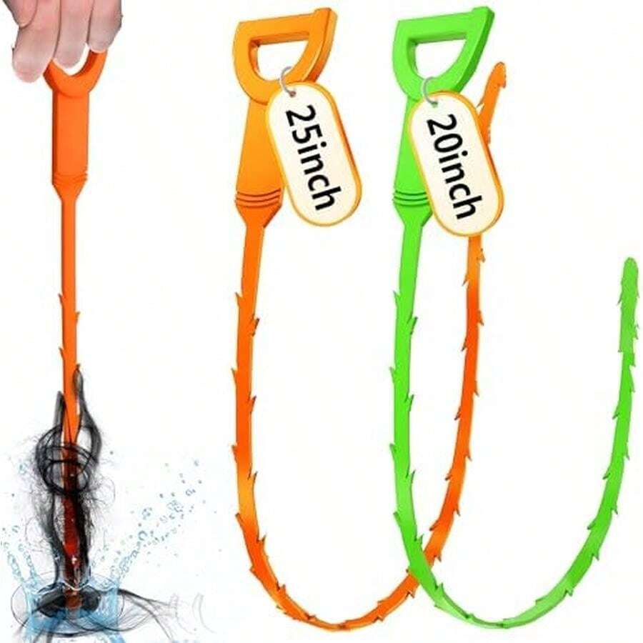 Drain Snake, Drain Clog Remover,Hair Snake Tool Opener, Sink Snake For Sewer Kitchen Sink Bathroom Tub Toilet Clogged Drains Relief Cleaning Tool(1pc 25 Inch +1pc 20inch) - / - View 1