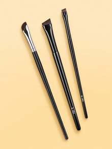 SEPROFE 3pcs Ultra Fine Eyeliner Brushes, Angled, Flat, Curved To Fit Eye Corner & Tail, Delicate Natural Look, High-Quality Wooden Handle, Ultra-Fine Fiber For Smooth, Uniform Eyeliner Application - Black - View 8