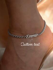 Cadena de playa personalizada 5NK, tobillera ajustable de acero inoxidable con letra de nombre personalizada, resistente al agua y a la decoloración, regalo para mujeres - Dorado - Ver 6