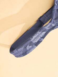 Plus Size Wireless Soft & Comfortable Jacquard Full Coverage Everyday Bra Without Padding - Dusty Blue - View 10
