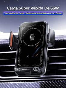 REMAX Cargador de coche totalmente automático con un solo toque, carga inalámbrica de 15W y carga magnética de 66W y por cable, apertura y sujeción automáticas, rotación de 90° con un solo toque, batería recargable incorporada de 200mAh, cargador para iPhone, cargador Tipo C, accesorios para coche, artículos esenciales para coche - Titular - Ver 2