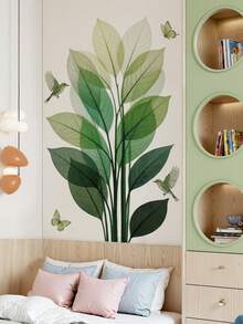 2pcs Removable Wall Stickers With Plant Leaf Patterns, Decorative Wall Art For Bedroom, Living Room - 69276-jingqi - View 7