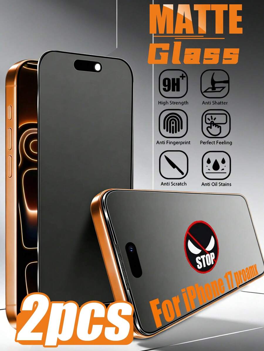 2pcs Anti-Spy Matte Screen Protector, Compatible With IPhone And Other Models, Upgraded Privacy Protection Film With Micro-Level Anti-Peeping Coating, Maintains Clear Display When Viewed Directly, Effectively Blocks Screen Content From Side Views, Suitable For Business Trips, Office And Other Environments, Easy To Install Mobile Phone Accessory