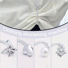 2pcs Heart/Bow Faux Pearl Denim Pant Leg Clips, Used To Prevent Pant Leg Dragging, Non-Slip Shoe Buckle, Pant Length Adjuster, Prevent Pant Leg Dragging On Ground, Suitable For Jeans And Pants - A - View 6