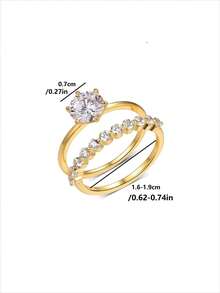 Bộ 2 chiếc nhẫn bạc S925 đính đá Moissanite 1.2CT, thiết kế tinh tế, có thể xếp chồng lên nhau, thích hợp làm quà tặng đính hôn, cưới, đeo hàng ngày, mùa cưới hoặc quà tặng ngày lễ. - Nhiều màu - Xem 8