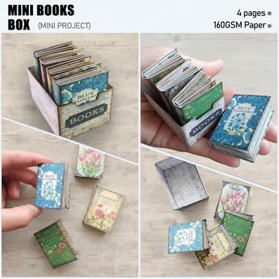 Mini Books Box Junk Journal Kit,Folder Mini Project Craft Kit ,Junk Journal Add On Kit,Journaling & Art Projects, Scrapbooking Accessories,Handmade Junk Journal Folder Project-Includes Video Tutorial