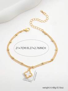 Tobillera de trébol de cuatro hojas para mujer, regalo para amigos - Negro - Ver 2