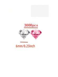 3000pcs Pink Acrylic Faux Diamond Crystal, Vase Filler, Sparkling Simulated Diamond For Vase Decor, Candle Centerpiece, Tabletop Scatter, Wedding Party Thanksgiving Event Art & Craft, Birthday Decor Favors, Christmas Home Decor - Set - View 3