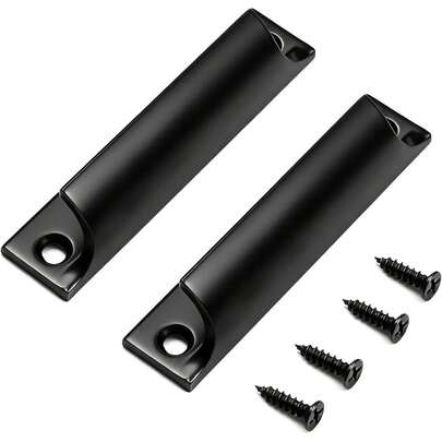 2-10 Pack Black Aluminum Alloy Modern Finger Pulls For Cabinets, Drawer, Wardrobe, Closet, Dresser (90mm/3.5", 76mm Center-To-Center)
