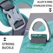 防逃脱狗背带，软垫全身宠物背带，配有反光可调节防窒息背心、牵引绳手柄和扣环，适用于大型犬散步训练 - 彩色 - 查看 7