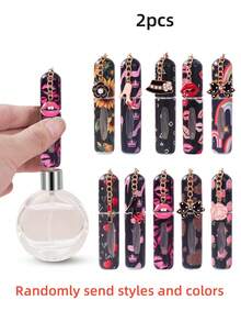 2 pièces Nouveaux accessoires porte-clés, bouteille de parfum noir sexy et à la mode rechargeable, bouteille de parfum d'une capacité de 5 ml, bouteilles partielles avec vaporisateur, bouteille de cosmétiques portable, bouteille de parfum rechargeable - accessoire de voyage portable d'une capacité de 5 ml - A - View 7