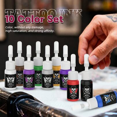 DQFART 4/5/7/10PCS Tattoo Ink Kit, Highly Saturated, Easy To Use, (5 Ml/0.16 Oz) Sterile Pigment, Professional Tattoo Ink Pigment, Suitable For Outlining, Shading And Blending, Tattoo Supplies Suitable For Tattoo Artists.