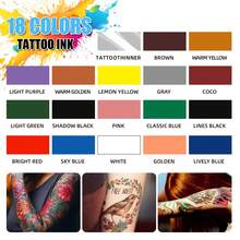 DQFART 7pcs/18pcs Tattoo Ink Set, 2/3 Oz (20ml), Professional Tattoo Ink, Long-Lasting Vibrant Colors, Sterile Pigments, Suitable For Outlining And Coloring, Smooth And Even Application, Ideal For Tattoo Artists - Multicolor - View 3