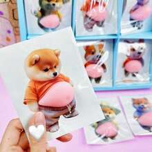 Lindo adhesivo decorativo en forma de Shiba Inu 3D color naranja - Adhesivo de silicona a prueba de golpes y autoadhesivo, decoración de hogar de moda - Multicolor - Ver 2