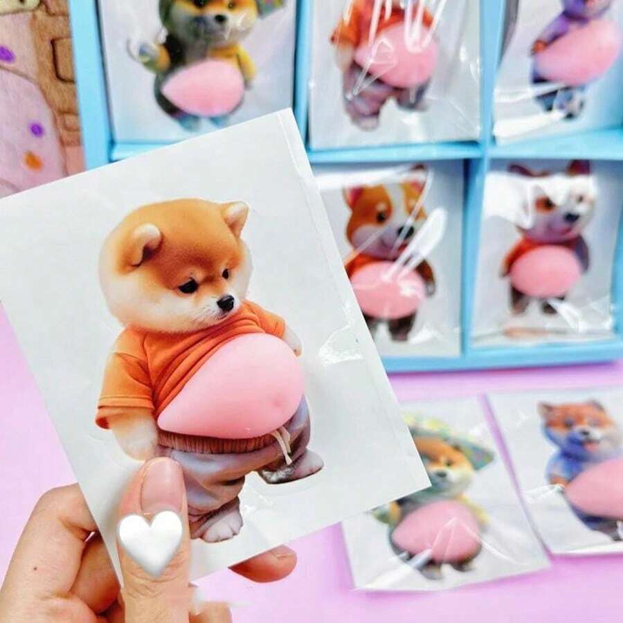 Lindo adhesivo decorativo en forma de Shiba Inu 3D color naranja - Adhesivo de silicona a prueba de golpes y autoadhesivo, decoración de hogar de moda