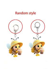 【2D平面】奶茶蜜蜂亚克力吊坠龙虾钥匙扣，多功能时尚汽车钥匙扣，男女背包挂件，家居装饰品，宠物爱好者礼物，理想的节日礼物，送给家人朋友的生日礼物，情人节礼物，婚礼季礼物，纪念品，伴娘礼物 - 彩色 - 查看 8