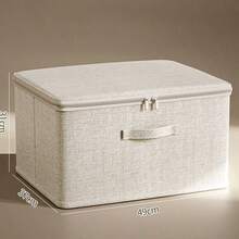 1 pieza Caja de almacenamiento plegable de lino, organizador con tapa de gran capacidad, plegable y apilable (sin cerradura) - Multicolor - Ver 13