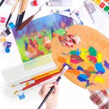 6Pcs Plastic Paint Brush Storage Box,13 Inch Clear Paint Brush Holder Drawing Pen Container With Buckle Plastic Paint - Multicolor - View 7