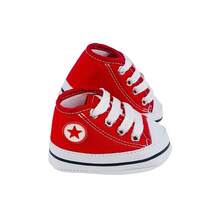 Baby Boy Shoes, High-Top Sneakers, Newborn Size, Comfortable Canvas - 紅色 - 查看 2