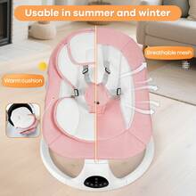 Baby Swing,Baby Bouncer With Music,5-Speed Auto Sway,Removable Canopy,3 Adjustable Modes,10 Soothing Lullabies,Remote Control,Newborn Gift - Pink - View 9