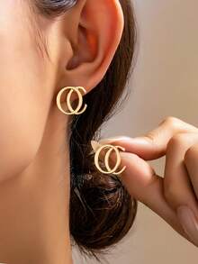 Gold OC Letter Stud Earrings