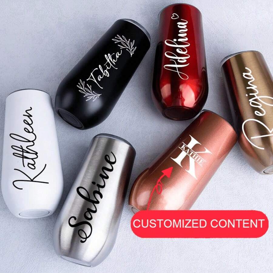 1pc Customized Stainless Steel Insulated Bottle, Personalized Stainless Steel Champagne Flute, Mini Vacuum Insulated Tumbler, Customized Insulated Iced Coffee Cup With Lid, Wedding Party Wine Glass, Beer Mug, Kitchen Insulated Bottle, Beverage Cup, Hot And Cold Drink Container, Insulated Bottle, Suitable For Coffee, Tea, Water - Multipurpose Travel Tumbler, No Electricity Needed, Thoughtful Gift For Enthusiasts And Daily Commuters