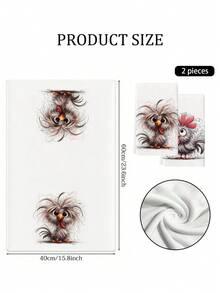 Bộ 2 khăn lau bếp hình gà con dễ thương, khăn tay bằng polyester, khăn lau bát đĩa dệt siêu mềm, có thể giặt máy, lý tưởng làm quà tặng ngày lễ và trang trí nhà cửa. - Nhiều màu - Xem 3