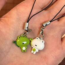 2 pièces Charms de téléphone mignons en forme de grenouille, accessoire de smartphone universel, décoration de grenouille de niche, petit pendentif de guérison minimaliste, convient pour porte-clés, décoration de sac - Multicolore - Voir 2