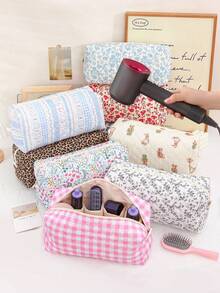 1 pièce Sac de rangement matelassé à imprimé floral pour sèche-cheveux, sac à outils de coiffure avec poche intérieure, étui de voyage pour sèche-cheveux, sac pour fer à friser, sac à maquillage - Multicolore - Voir 2