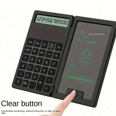 Calculadora electrónica 2 en 1, pantalla LCD de 12 dígitos y pizarra blanca borrable, calculadora de escritorio portátil y ligera, adecuada para estudiantes y trabajadores de oficina