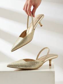 Women's Spring/Summer High Heel Polka Dot Pointed Toe New Pumps - Gold - View 1