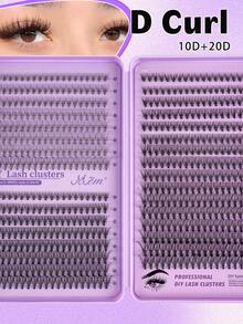 640pcs Cluster False Eyelashes, Thick Curly Eyelash Extension Kit, D-Curl 8-16mm Mixed Length, DIY Eyelash Extension Set, Fluffy Soft Individual Lashes, Create Voluminous Natural Y2K Butterfly Makeup Effect, Easy DIY At Home, Long-Lasting Eyelash Glue, DIY Remover, DIY Tweezers, Cluster Lashes (10D+20D+20D) - màu đen - Xem 7
