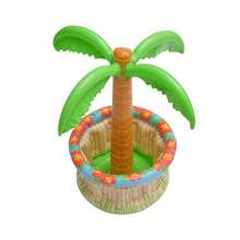 Cubo de hielo de verano, soporte para taza con diseño de aguacate, piña y árbol de coco, almohadilla flotante inflable con planta verde - multicolor - Ver 7