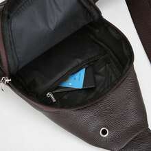 男士荔枝纹时尚胸包，商务斜挎包，简约单肩包，PU皮革，商务斜挎包，胸包，简约，轻便，大容量，旅行必备，百搭 - 彩色 - 查看 6